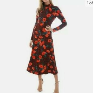 Free People Mixed Print Floral Cheetah Animal Print Retro Romance Dress Small